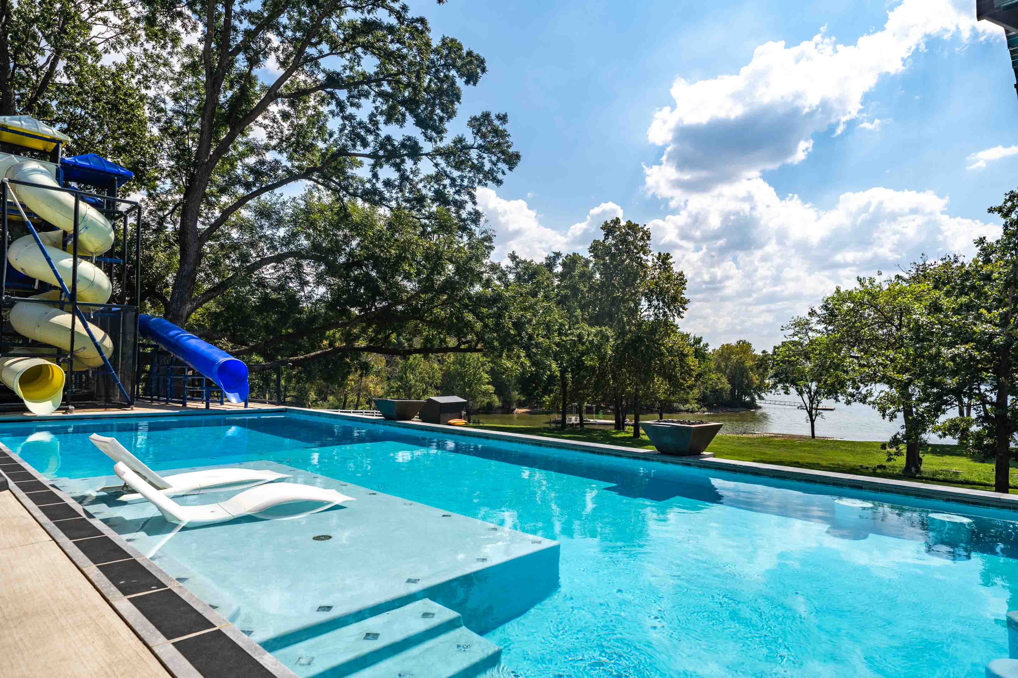 Pool with waterslides